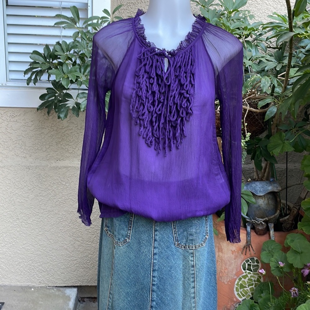 Purple Velvet silk blouse